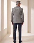 CRAIG STR PERFORMANCE STRETCH TROUSER – CHARCOAL NAVY GLEN PLAID - Full Body Back