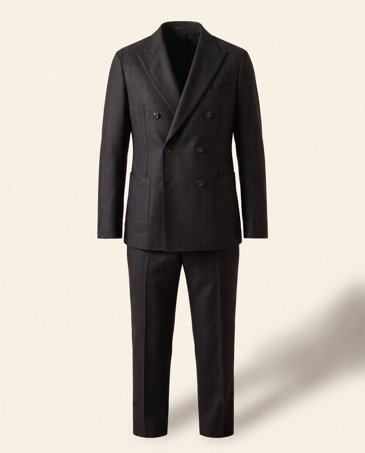 Circolo 1901 Double-Breasted Herringbone-Print Suit – BLACK - Ghost Front