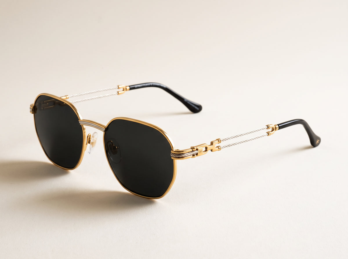 Vintage Frames Detroit Player XL Double Rope Edition 18KT Two-Tone Gold – Black – YELLOW / WHITE GOLD / BLACK - Three-quarter