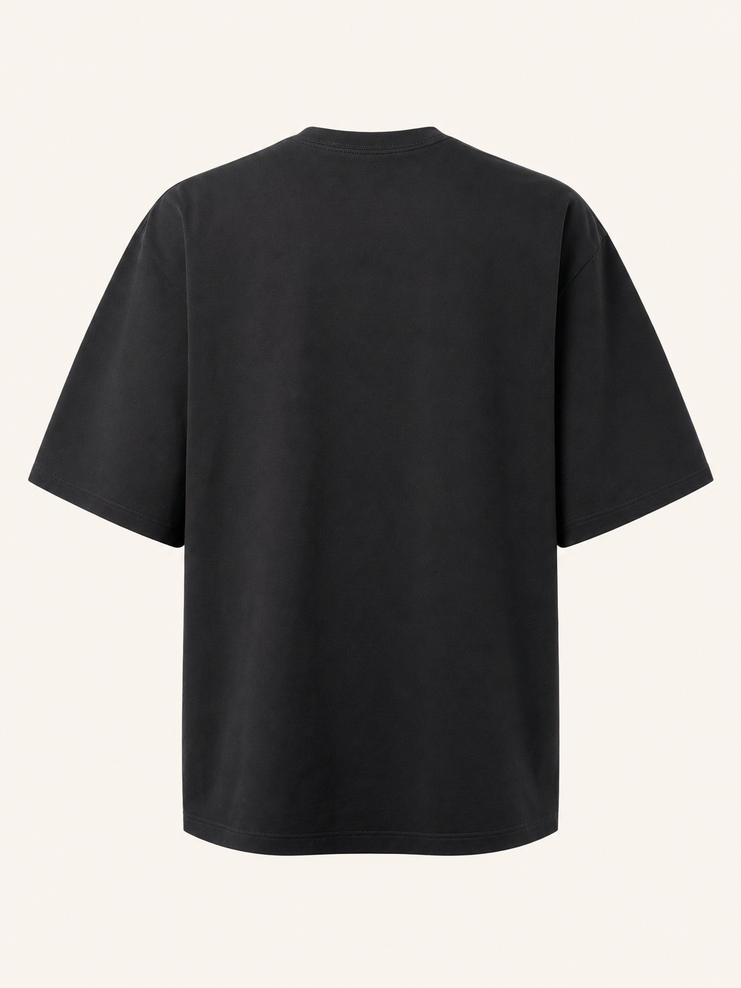Bastille Silk Printed T-Shirt — Black — Ghost Mannequin Back