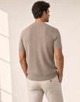 Ferrante Textured Linen T-Shirt – Taupe - Detail Back