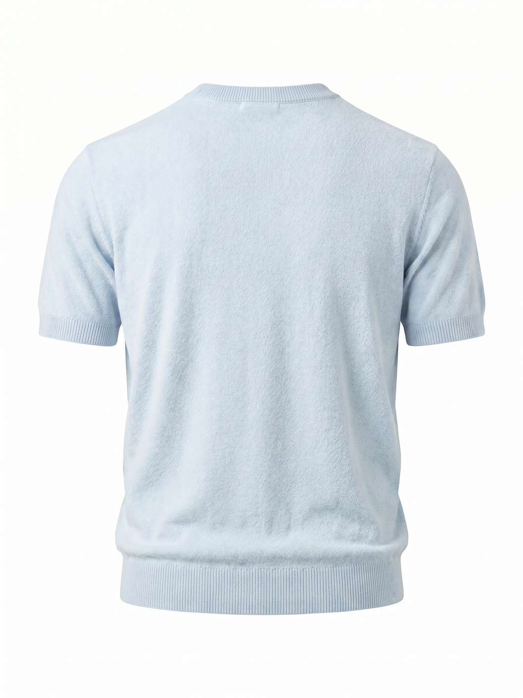 Gran Sasso Terry Cotton T-Shirt – Blue - Ghost Mannequin Back