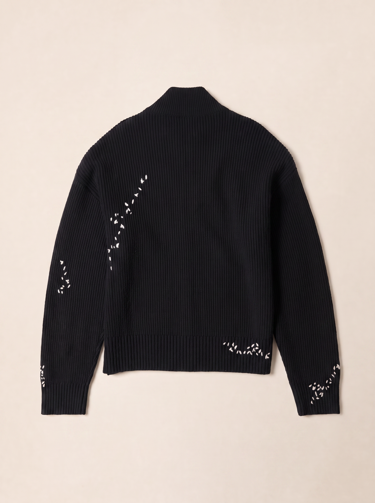 DADDY KNIT ZIP CARDIGAN - DOM REBEL – BLACK - Ghost Mannequin Back