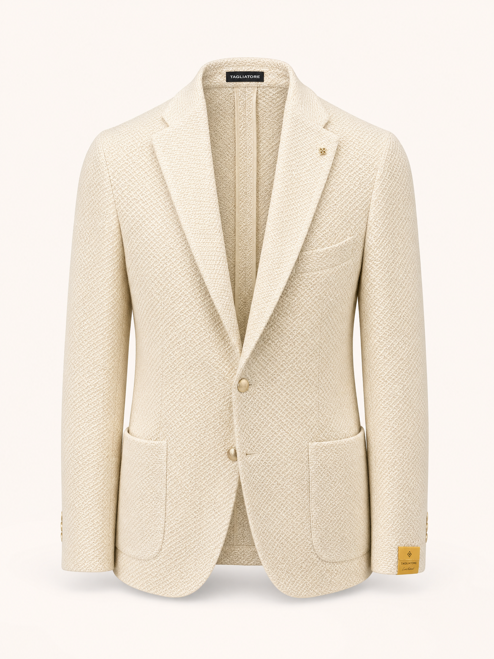 Tagliatore Textured Knit SB Blazer – CREAM - Ghost Mannequin Front