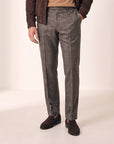 Brandon Glen-Plaid Trousers – SAND – BROWN GREY - Hero Front