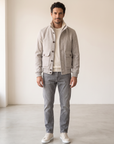 WOOL-BLEND BOMBER WITH DETACHABLE FAUX-FUR COLLAR – GREY - Full Body Front