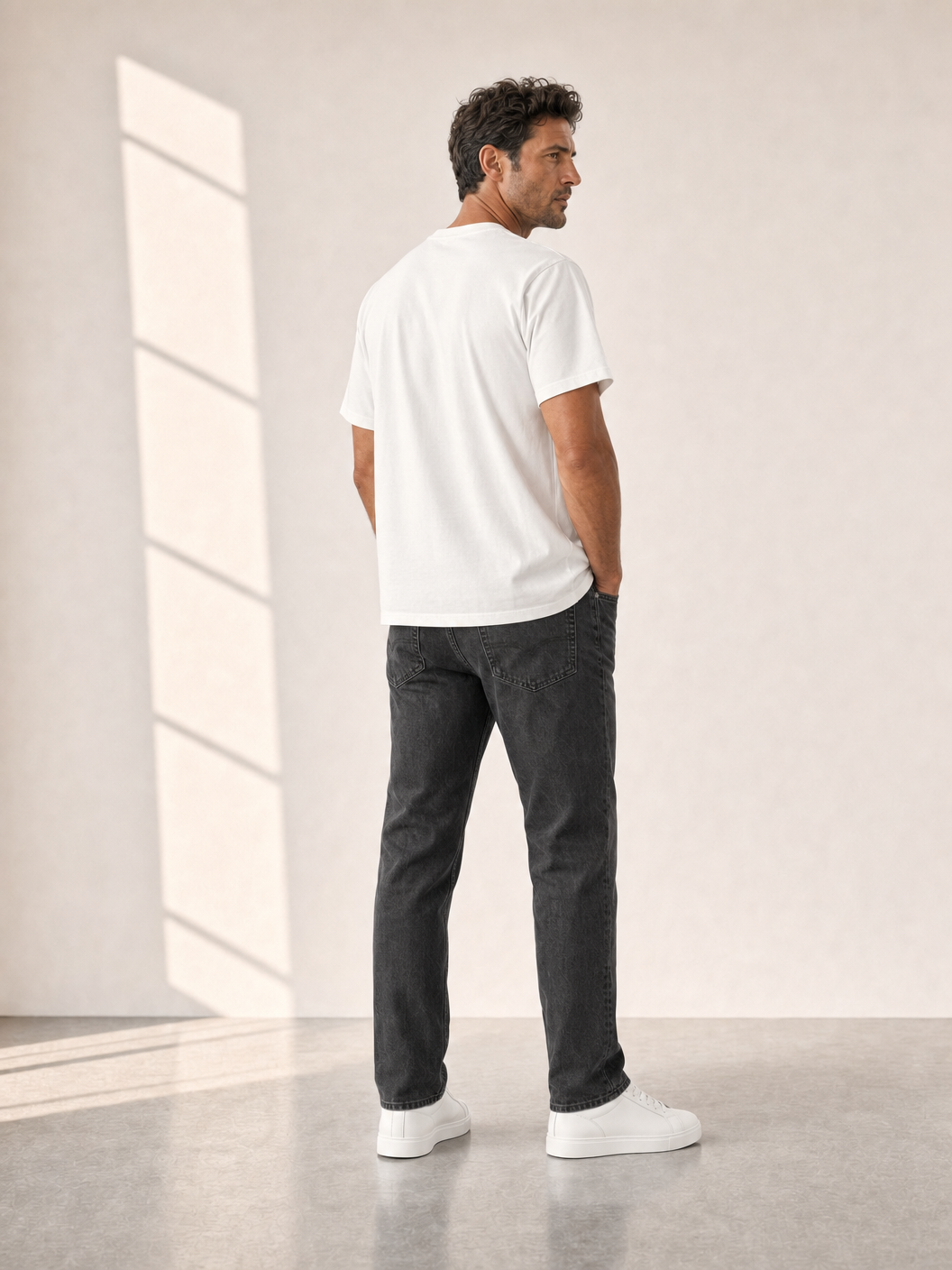 Bastille Direct Printed T-Shirt Monaco — White — On Model Back
