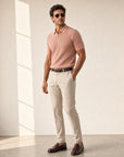 Gran Sasso Egyptian Cotton Popcorn Knit Polo – Salmon - Hero Front