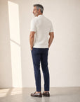 Gran Sasso Cotton Cable Knit Full-Button Polo – White - Full Body Back