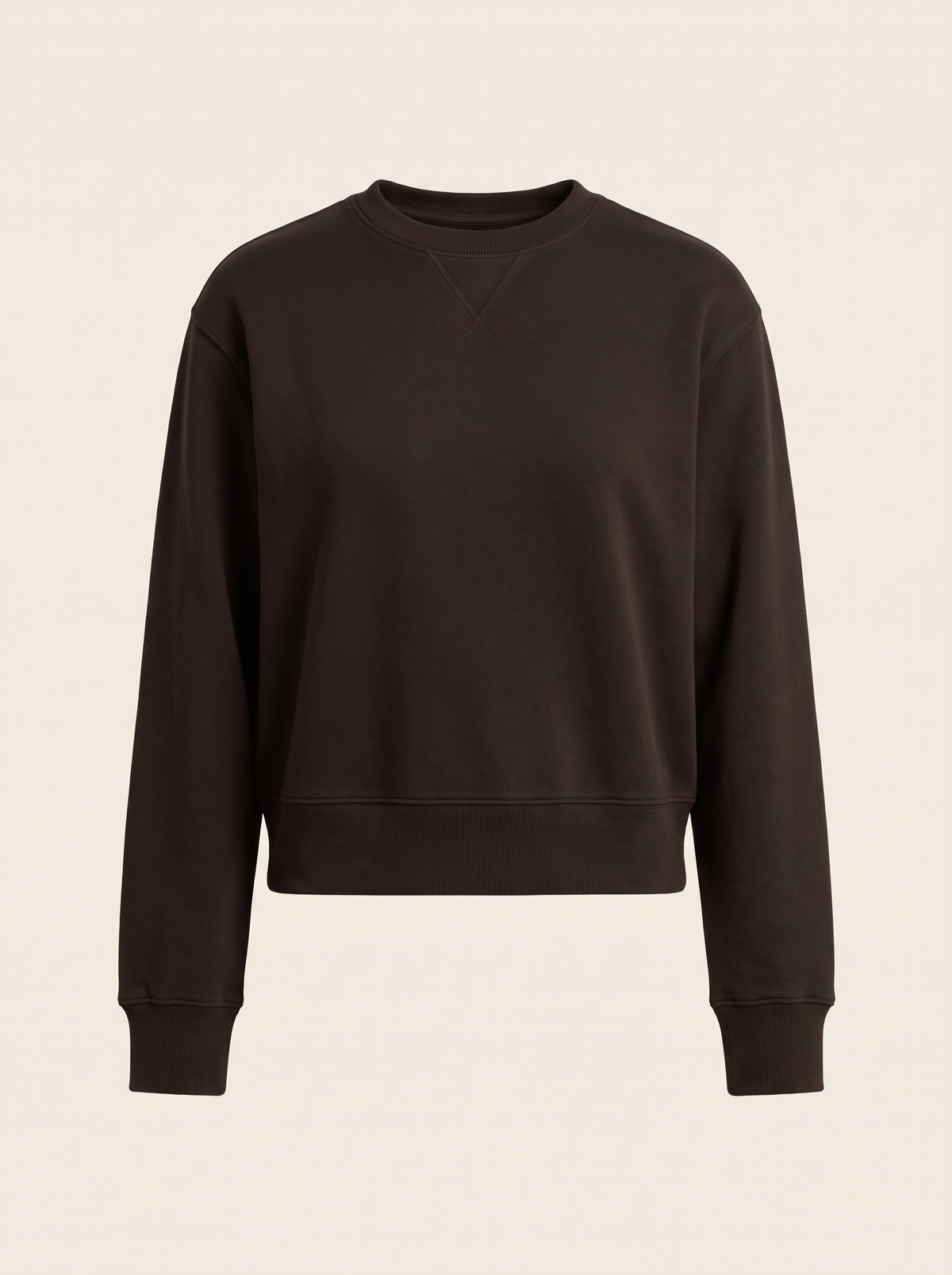 Brushed Pima Cotton Cropped Sweatshirt – MOLASSES - Ghost Mannequin Front