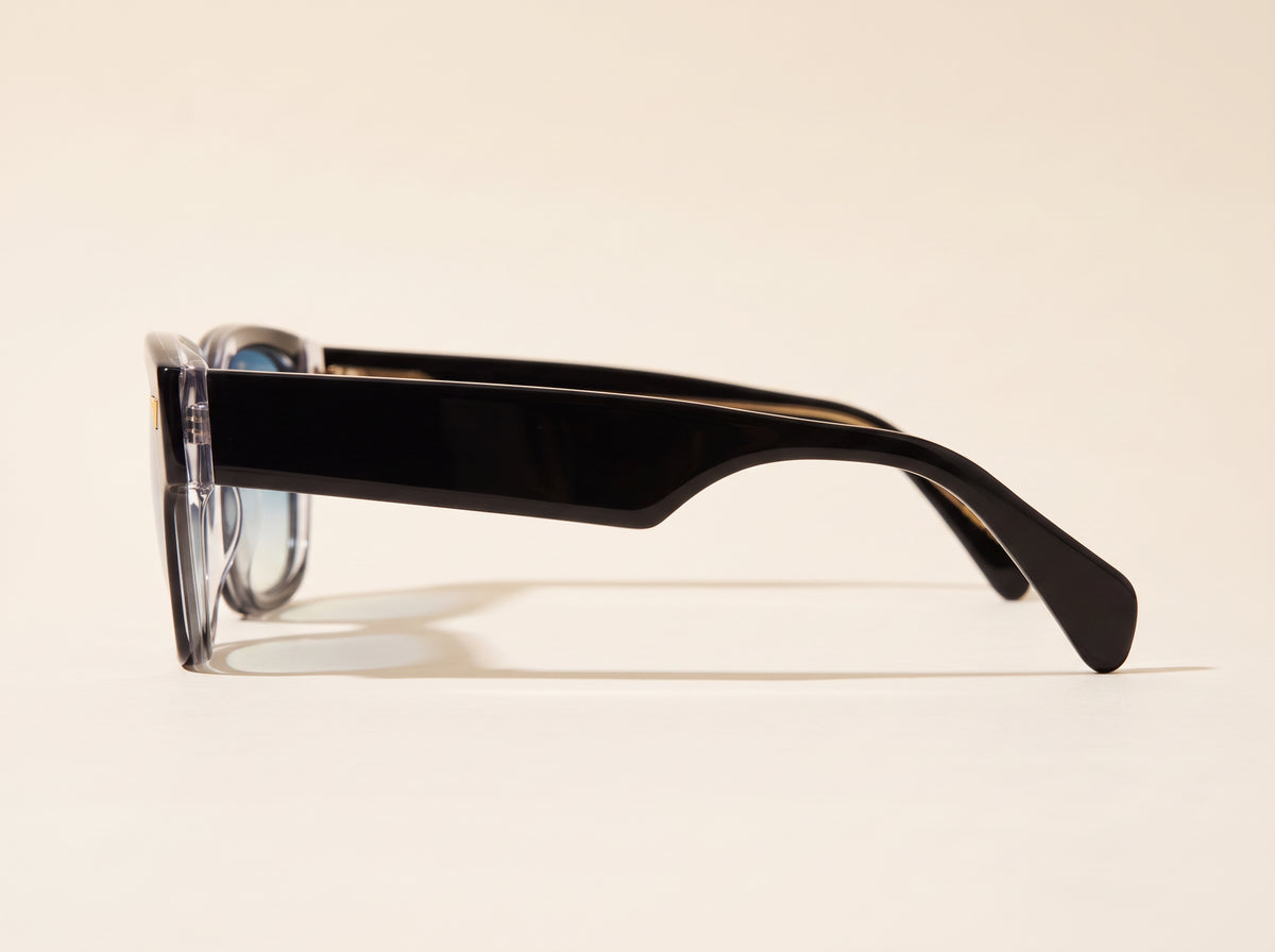 Vintage Frames Bowie Black and Clear Acetate – Blue Gradient Flash Blue – GLOSSY BLACK / BLUE GRADIENT FLASH BLUE - Side profile