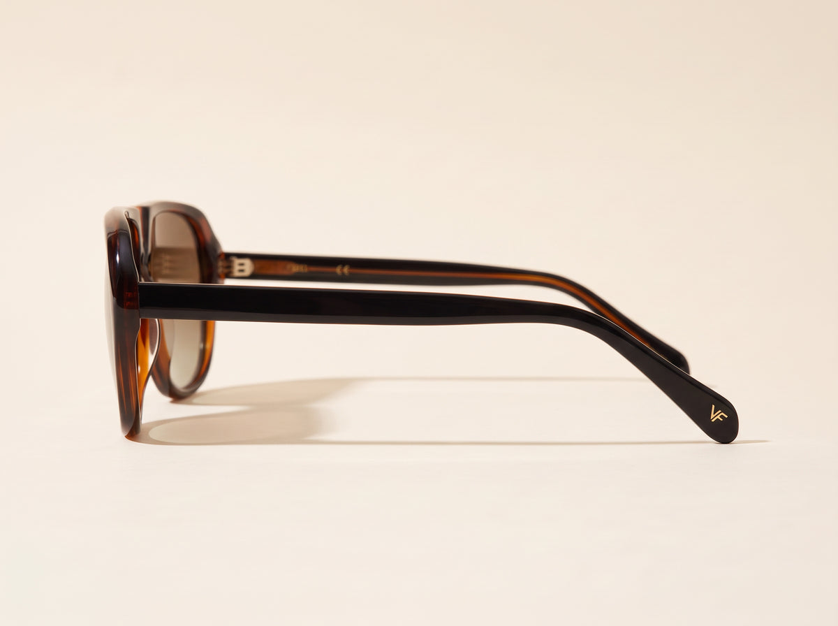 Vintage Frames Lebowski Black & Brown Acetate – Brown – BLACK / BROWN / BROWN - Side profile