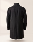 Sultan C Stand-Collar Coat – SAND – BLACK - Ghost Back