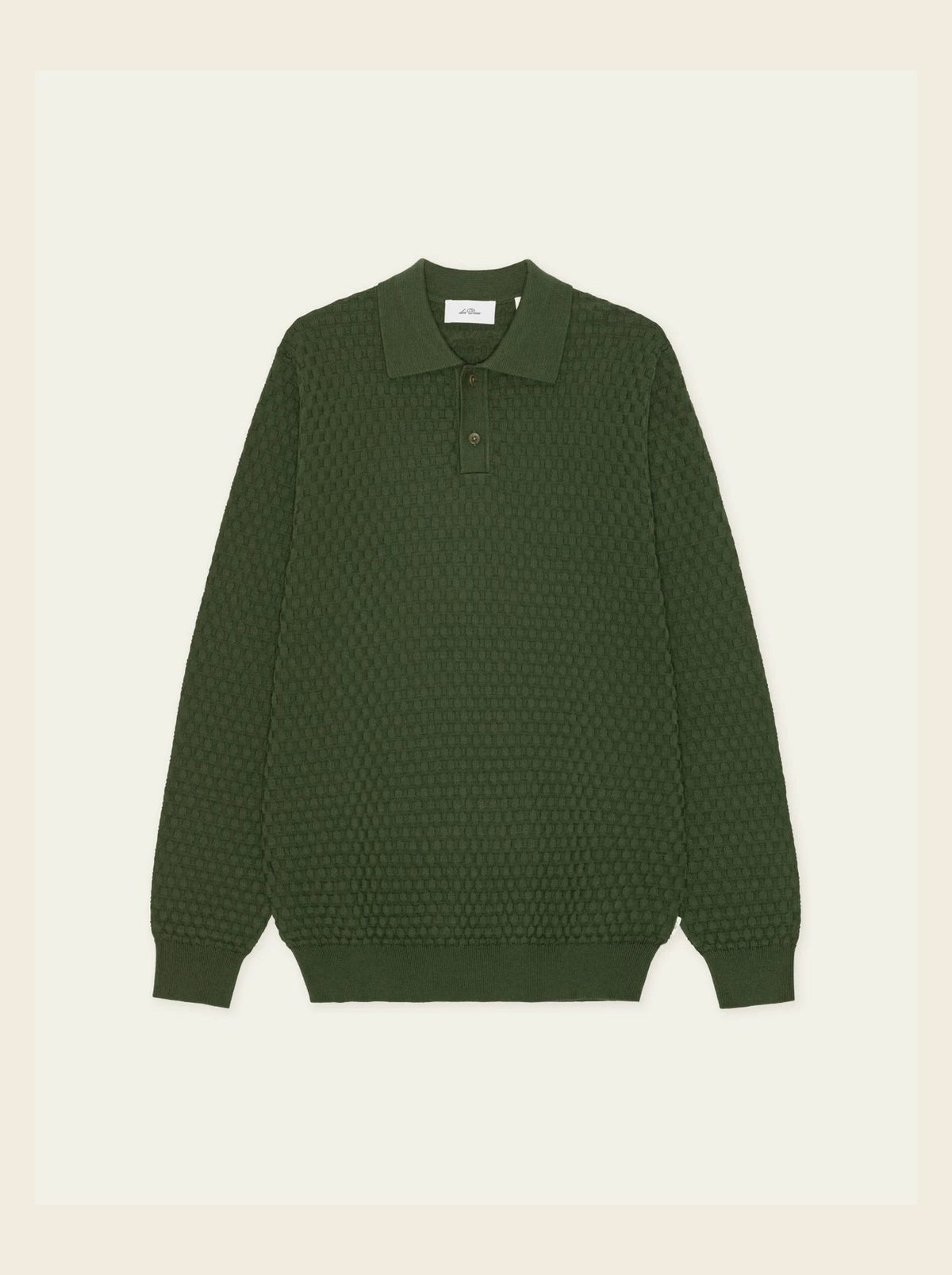 CHECK STRUCTURE KNITTED LS POLO - LES DEUX – RIFLE GREEN - Ghost Front