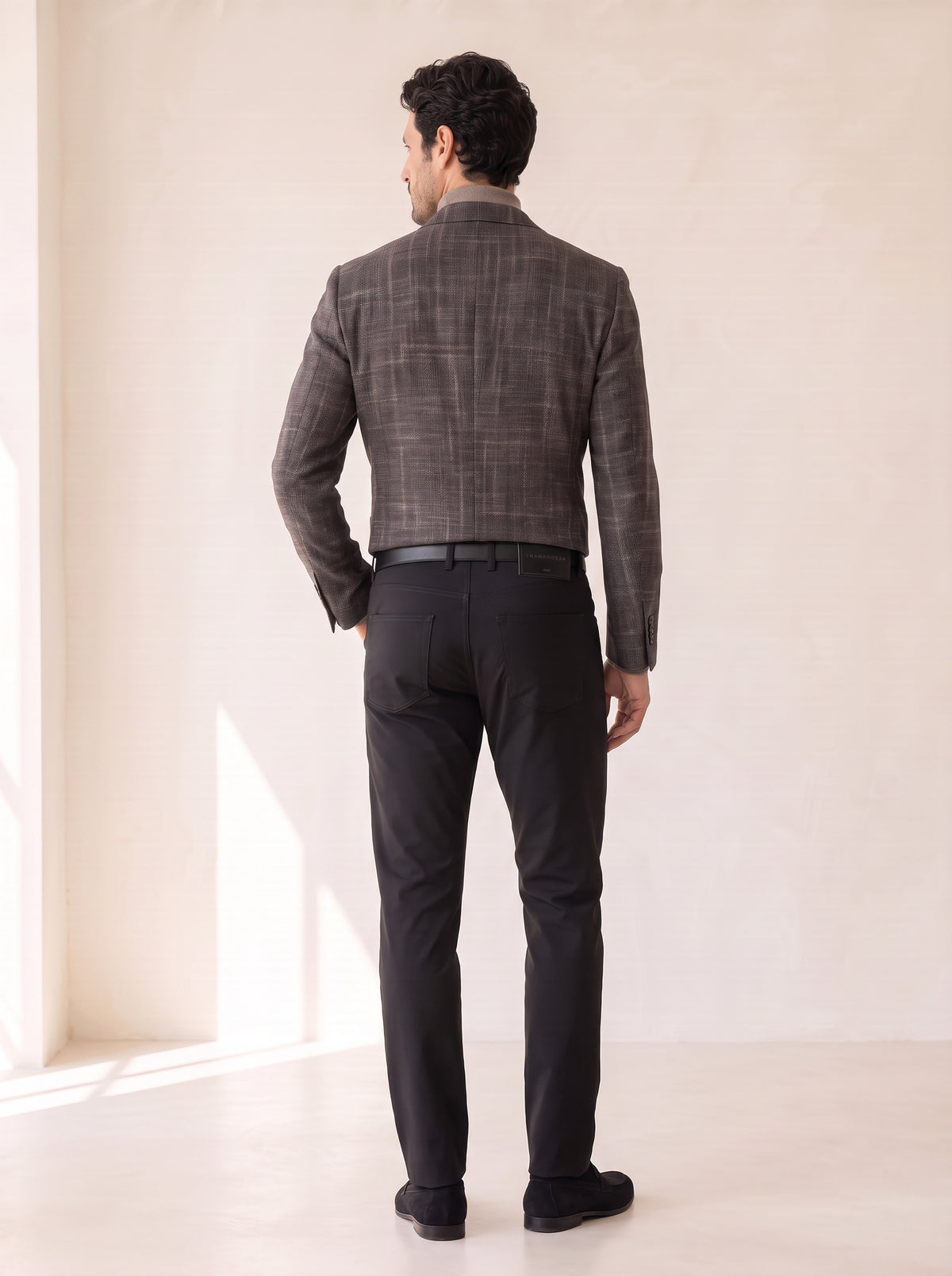 MICHELANGELO WATER WASH 5 POCKET - BLACK – BLACK - Full Back Model