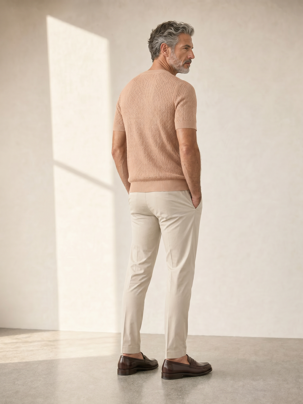 Ferrante SS Knit Button Shirt – Tan - Ghost Front