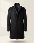 Sultan C Stand-Collar Coat – SAND – BLACK - Ghost Front