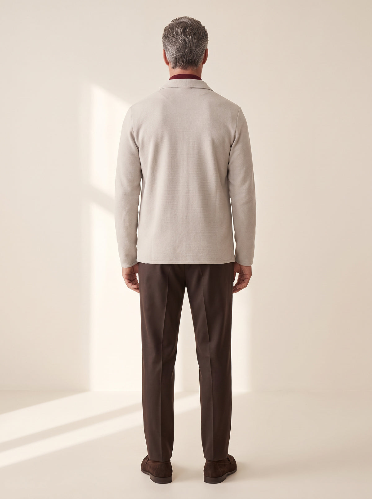 Gran Sasso Milano-Rib Shirt Jacket — Slate - SLATE - Full Back Model