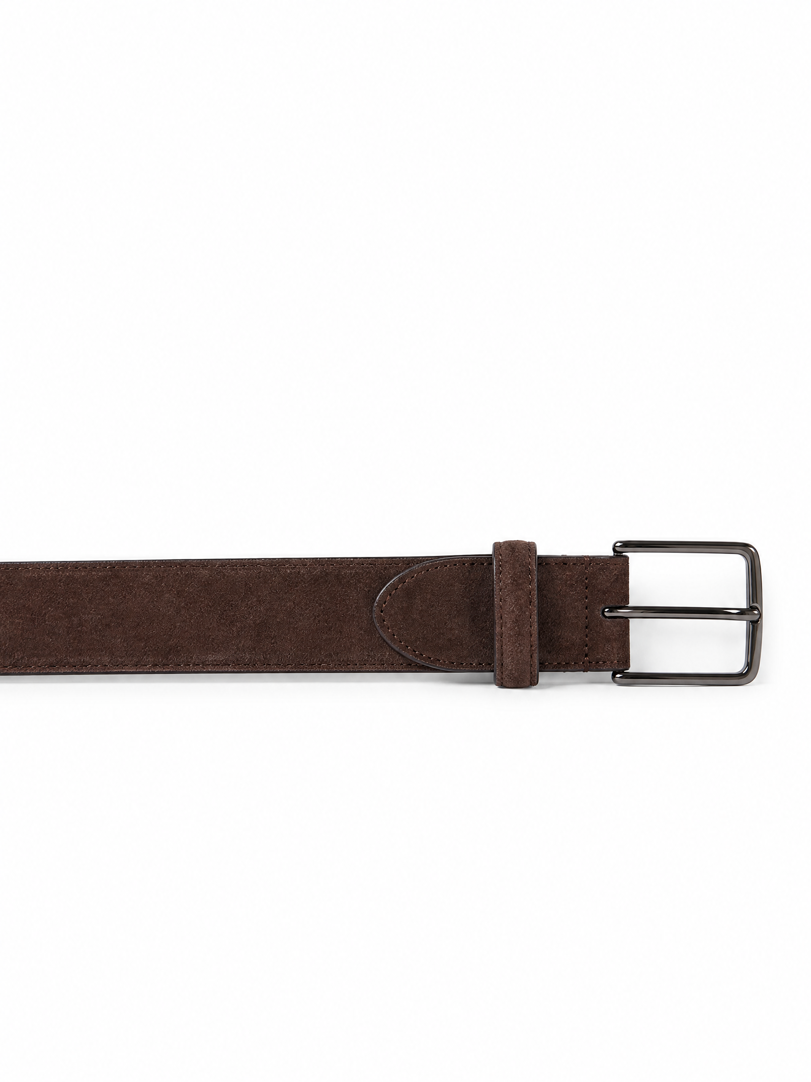 Paolo Vitale Suede Belt – BROWN - Buckle & Texture Detail
