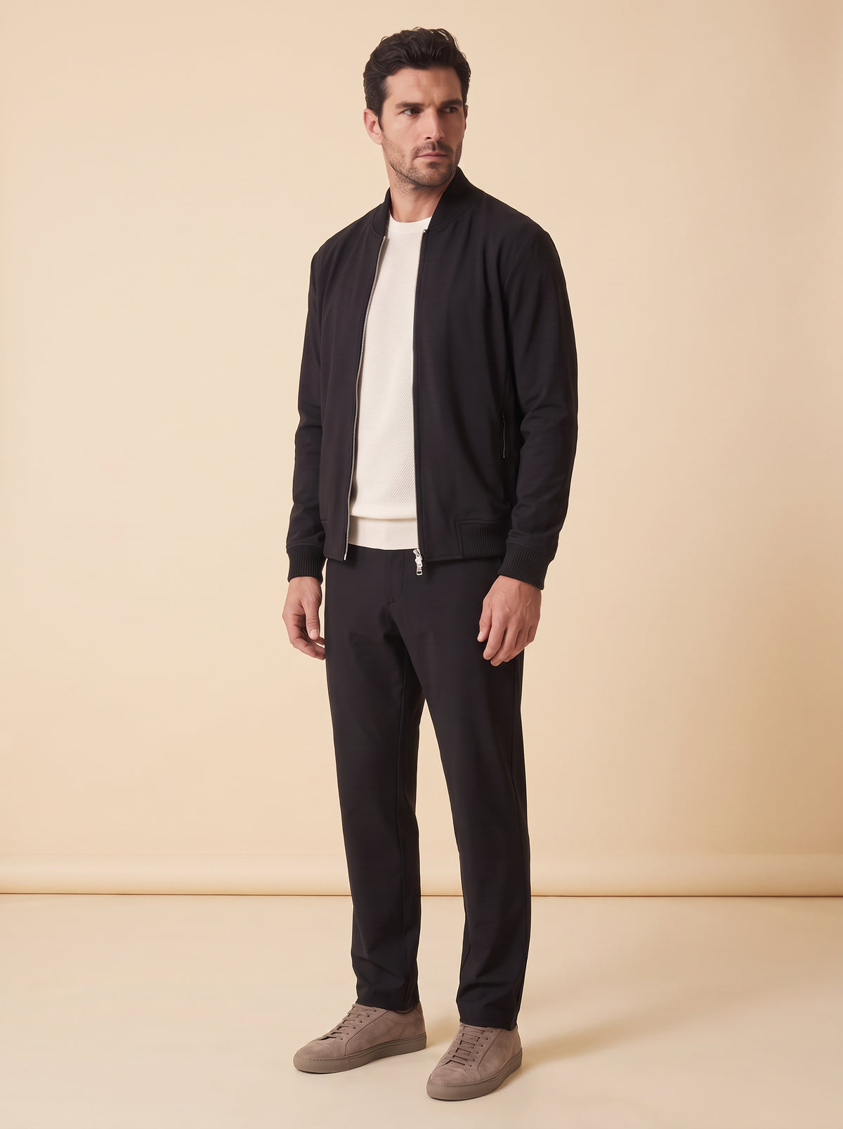FRADI Barry Zip Bomber – BLACK - Full Three Quarter