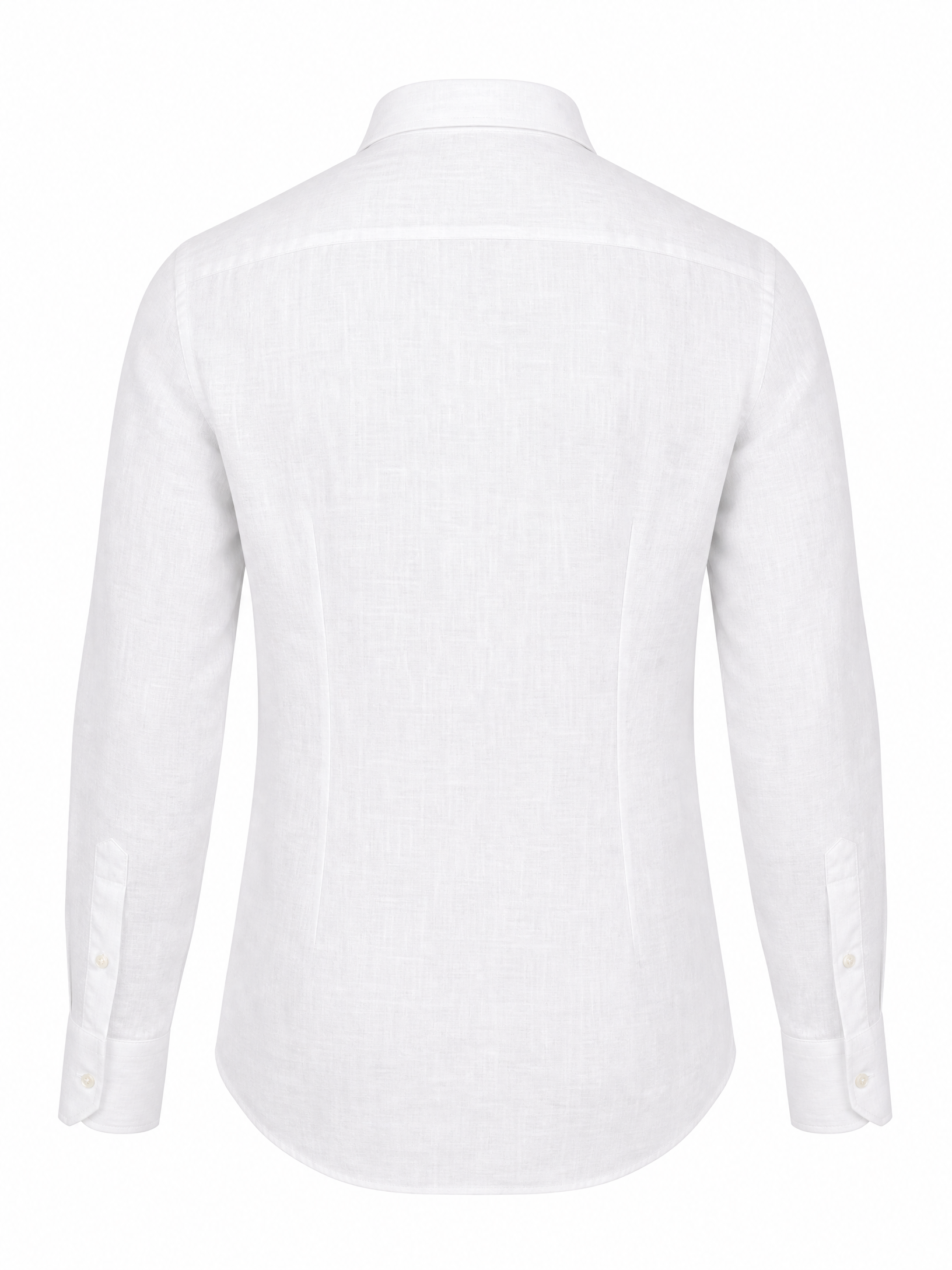SAND Linen Dress Shirt – WHITE - Ghost Mannequin Back