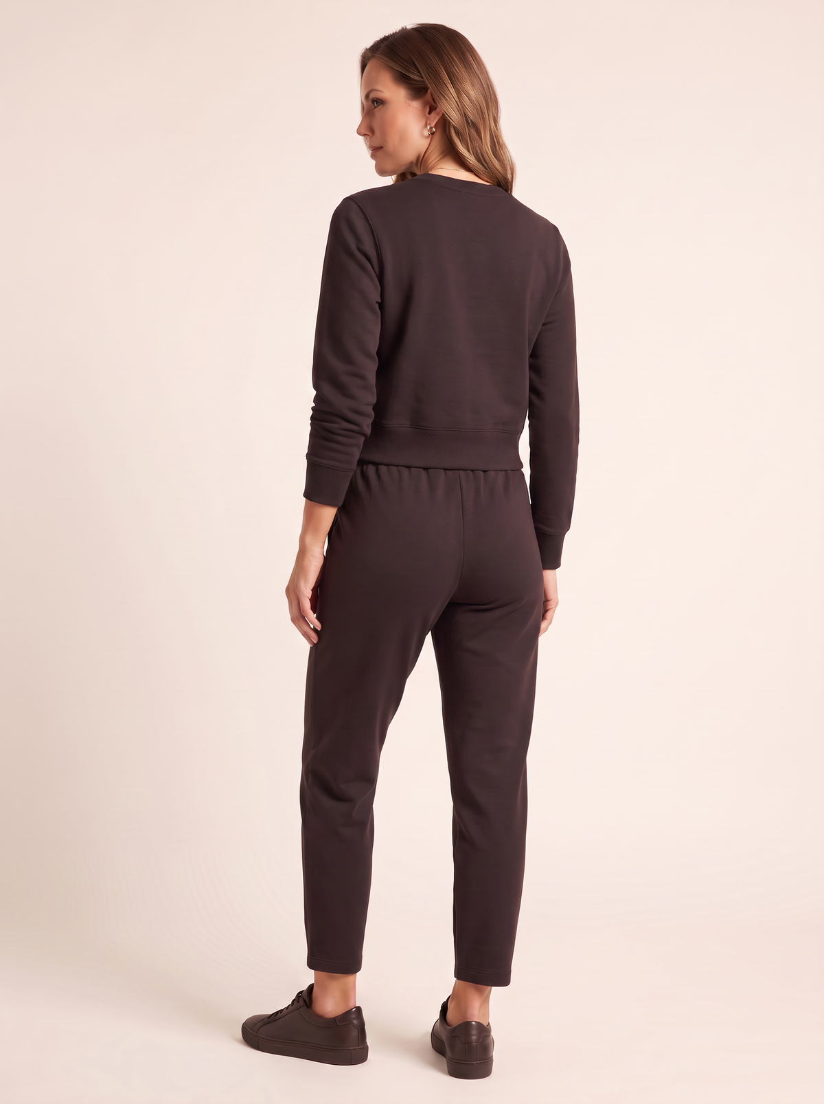 Brushed Pima Cotton Tapered Pant – MOLASSES - Full Back Model