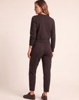 Brushed Pima Cotton Tapered Pant – MOLASSES - Full Back Model