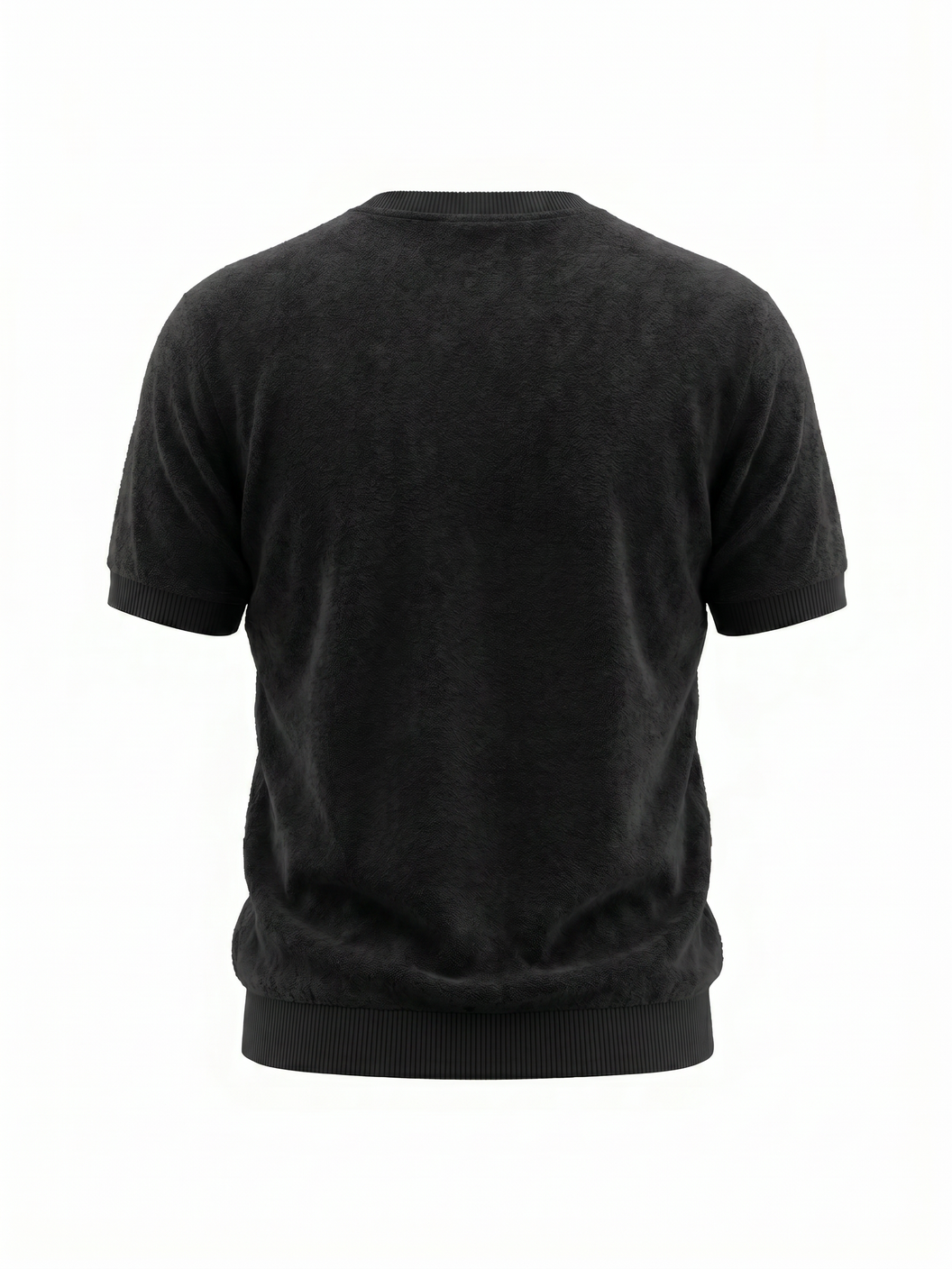 Gran Sasso Terry Cotton T-Shirt – Black - Ghost Mannequin Back