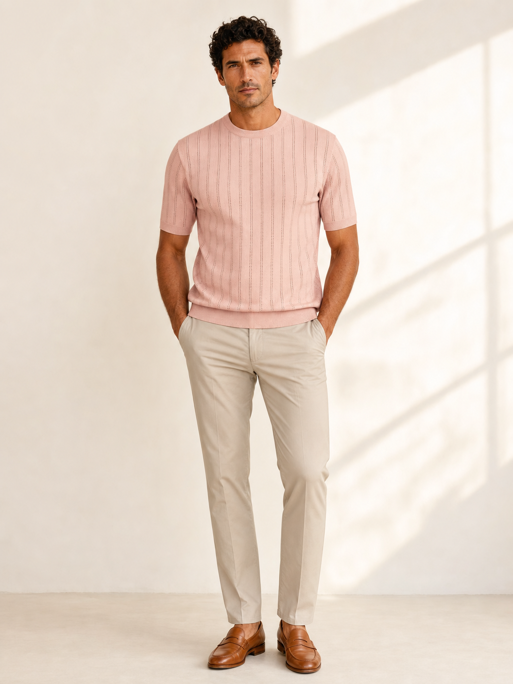 Ferrante Pima Cotton Perforated T-Shirt Pink - Image 1