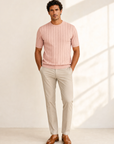 Ferrante Pima Cotton Perforated T-Shirt Pink - Image 1