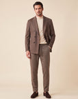 FRADI SLJ Double-Breasted Jacket – BROWN - Full Body Front