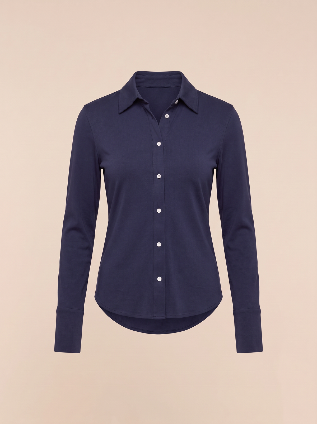 Organic Cotton Relaxed Shirt – MIDNIGHT - Ghost Mannequin Front
