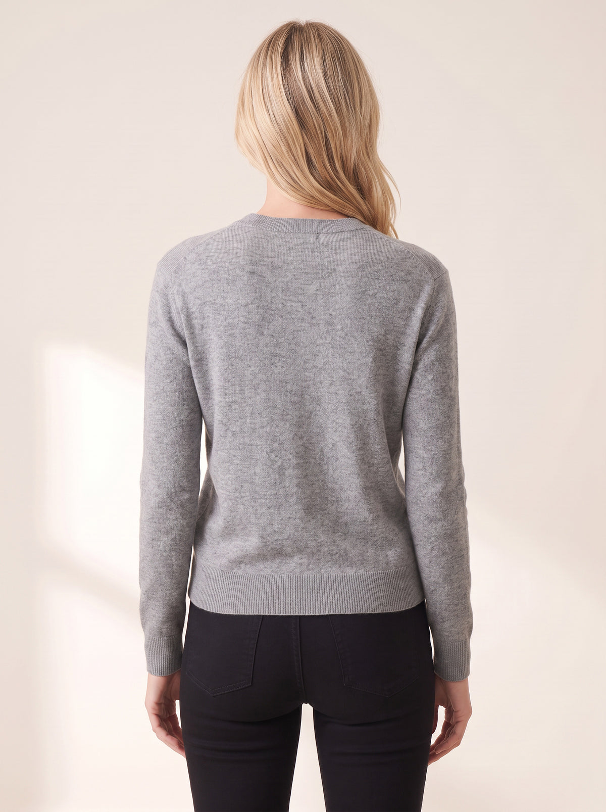 Frankie Pullover with Pearl Pin — Medium Heather Grey – MEDIUM HEATHER GREY - Hero Back