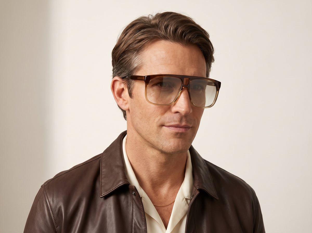 Vintage Frames Riviera Gradient Brown – Light Brown Gradient – GRADIENT BROWN / LIGHT BROWN GRADIENT - Grafic model portrait