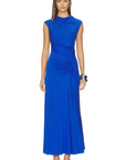 Acacia Draped Jersey Midi Dress In Blue