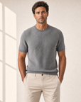 Ferrante Textured Linen T-Shirt – Grey – Hero
