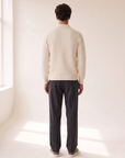CHECK STRUCTURE KNITTED LS POLO - LES DEUX – LIGHT IVORY - Full Back Model