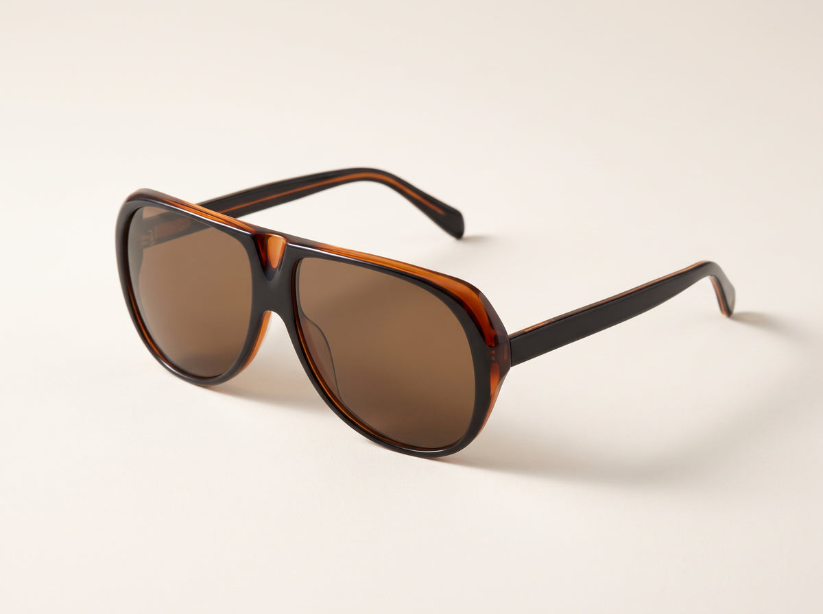 Vintage Frames Lebowski Black & Brown Acetate – Brown – BLACK / BROWN / BROWN - Three-quarter