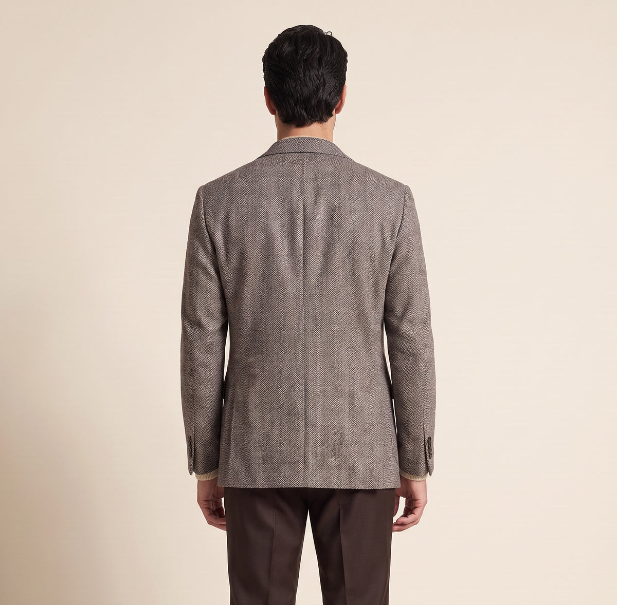 Star Easy Herringbone Blazer – SAND – GREY BROWN - Hero Back
