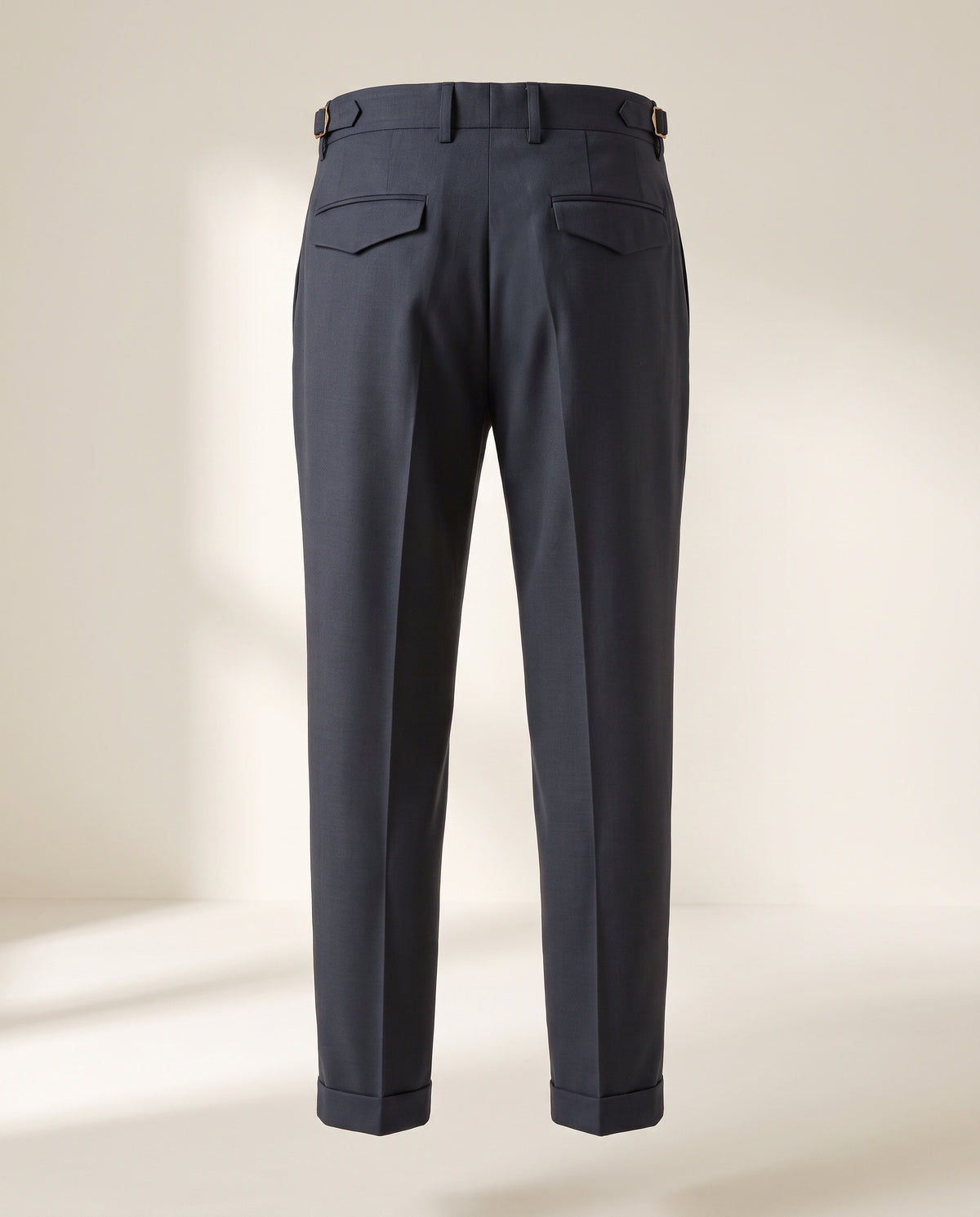 Briglia Quartieris Double-Pleat Side-Adjuster Trouser – NAVY - Ghost Mannequin Back