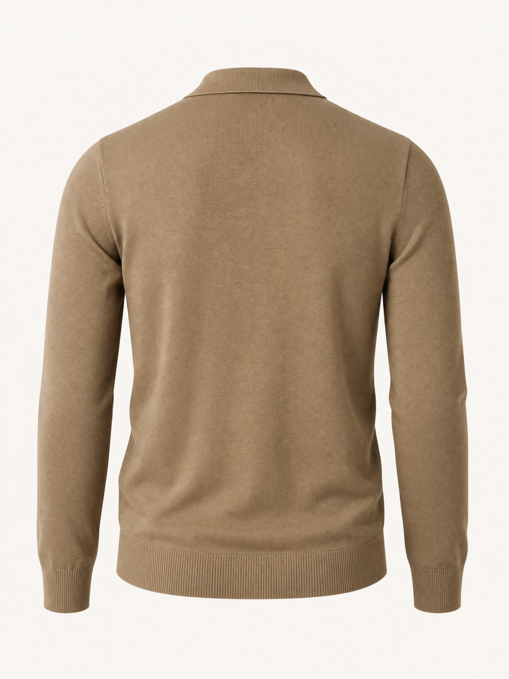 LS Knit Button-Down Shirt Gabriele Pasini – BROWN - Ghost Mannequin Back