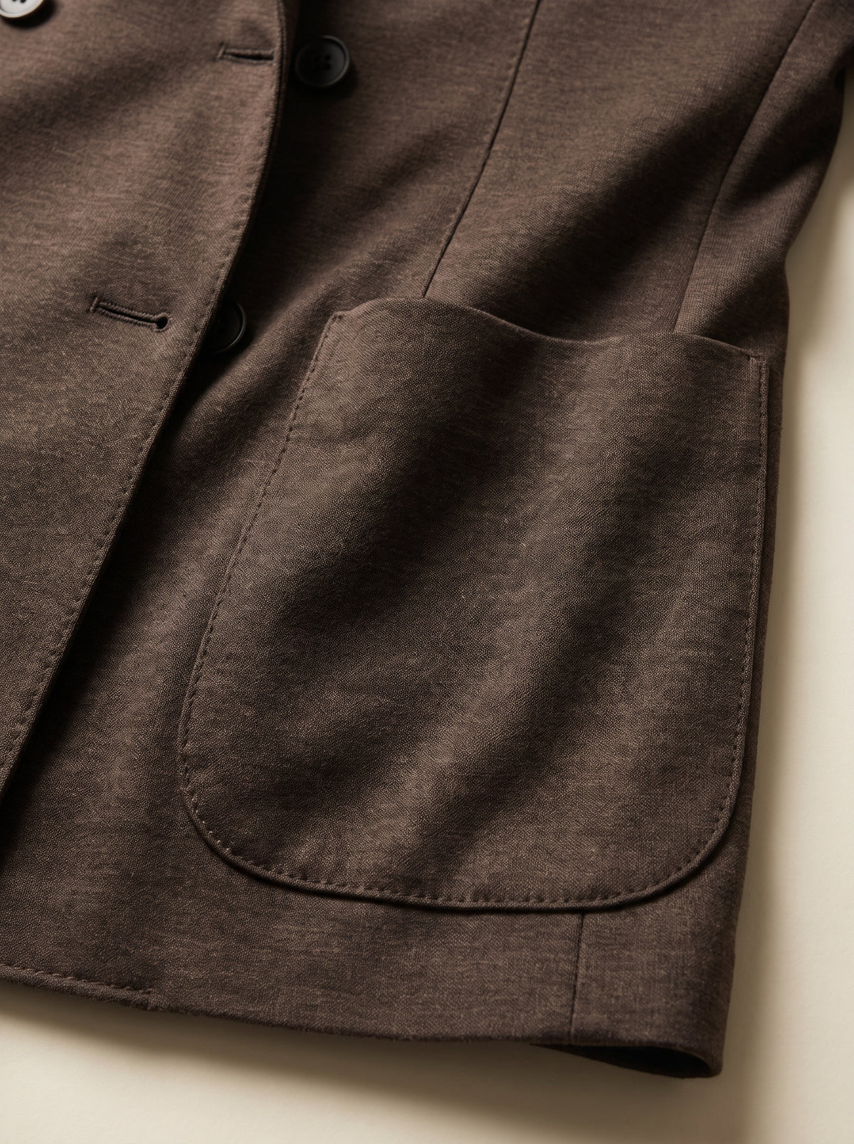 FRADI SLJ Double-Breasted Jacket – BROWN - Patch Pocket Detail