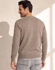 MERINO MOULINE WOOL CREWNECK – LIGHT CAMEL - Hero Back