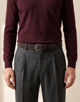 Paolo Vitale Calf Leather Belt — Dark Brown – DARK BROWN - Styled Waist Front