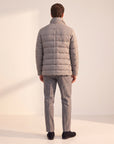 DUNO Theodor Double-Breasted Wool Down Jacket – DARK STONE - Full-length back