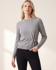Frankie Pullover with Pearl Pin — Medium Heather Grey – MEDIUM HEATHER GREY - Hero Front
