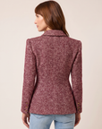 Karima Tweed Blazer – MERLOT RED/ECRU TWEED - Hero Back