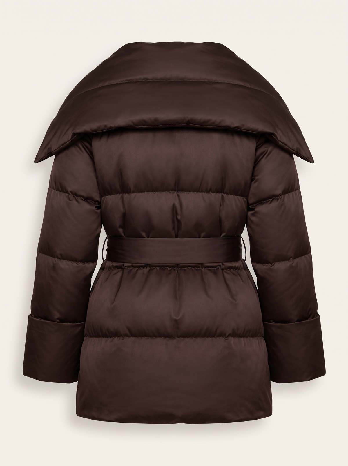 Glacier Shawl Puffer Jacket – DARK JAVA - Ghost Mannequin Back