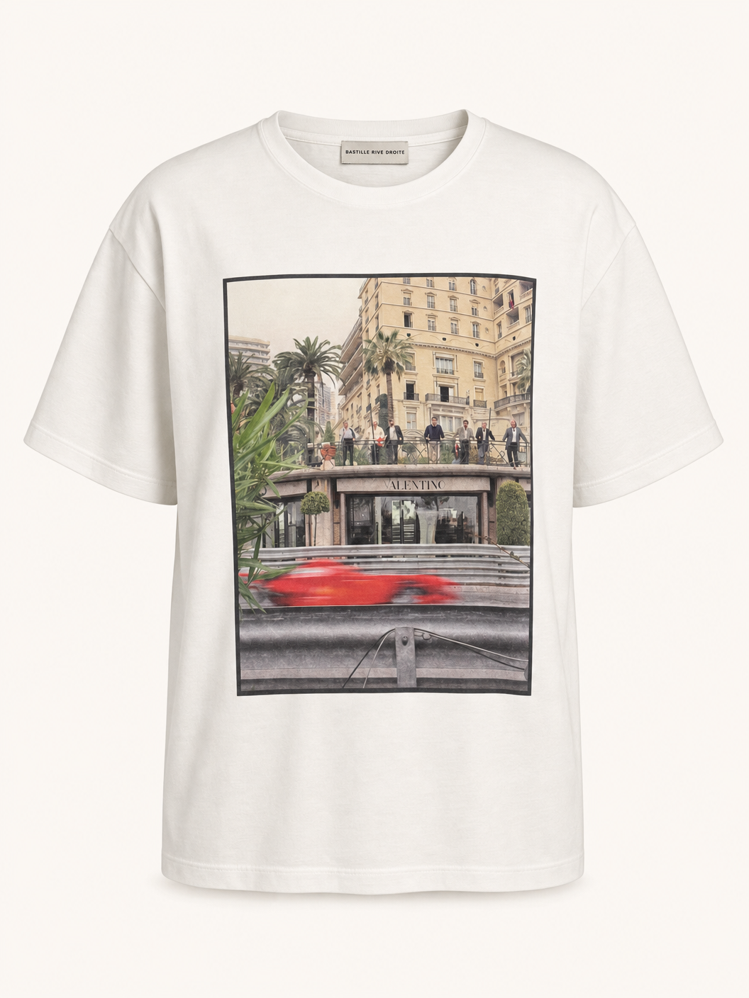 Bastille Direct Printed T-Shirt Monaco — White — Ghost Mannequin Front