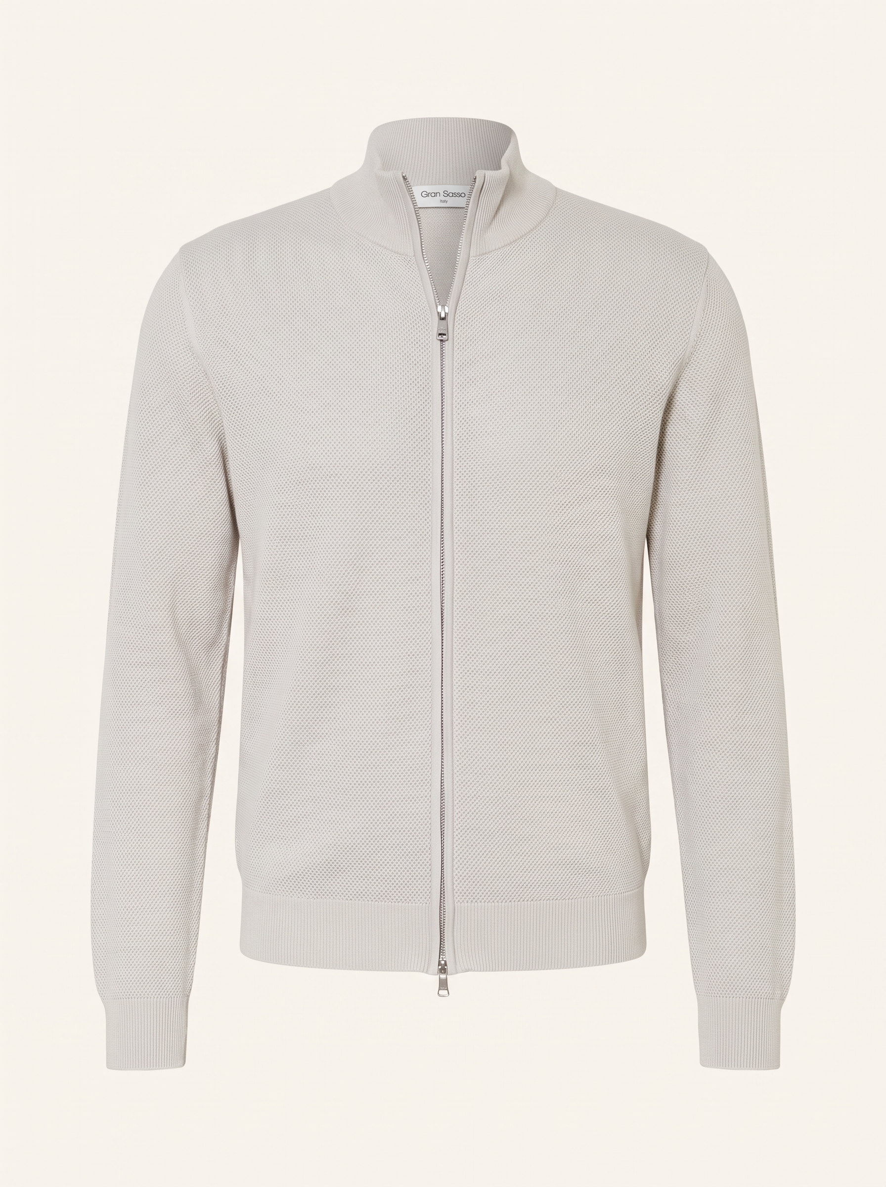 RICE STITCH FULL-ZIP CARDIGAN – SLATE - Ghost Front